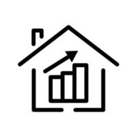 House line icon illustration with chart. suitable for house buyer report icon. icon related to real estate. Simple vector design editable. Pixel perfect at 32 x 32