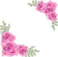 illustration frame with roses and leaves vector