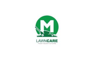 M logo lawncare for branding company. mower template vector illustration for your brand.