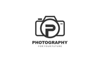 P logo photography for branding company. camera template vector illustration for your brand.