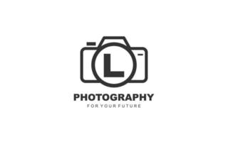 L logo photography for branding company. camera template vector illustration for your brand.