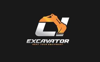 CI logo excavator for construction company. Heavy equipment template vector illustration for your brand.