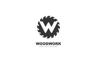 W logo sawmill vector for woodworking company. initial letter carpentry template vector illustration for your brand.