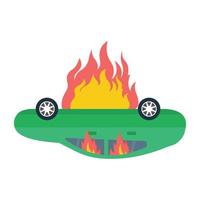 Trendy Car Burning vector