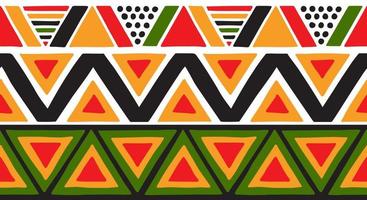 bordes sin costuras con motivos triangulares africanos. patrones vectoriales coloridos. vector