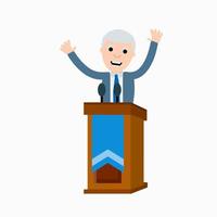 Democratic candidate in the presidential election. Politician is behind the podium.