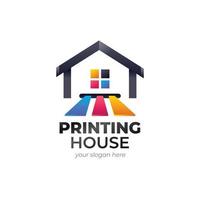gradient printing house logo template design vector
