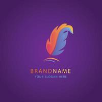 hand drawn quill pen logo design template vector