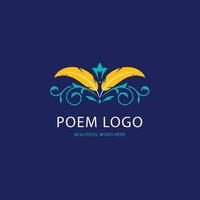 plantilla de diseño de logotipo de pluma de diseño plano vector