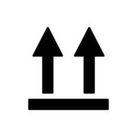 Up arrow glyph icon illustration. suitable for this side up packaging icon. icon related to packaging. Simple vector design editable. Pixel perfect at 32 x 32