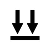 Down arrow glyph icon illustration. suitable for this side down packaging icon. icon related to packaging. Simple vector design editable. Pixel perfect at 32 x 32