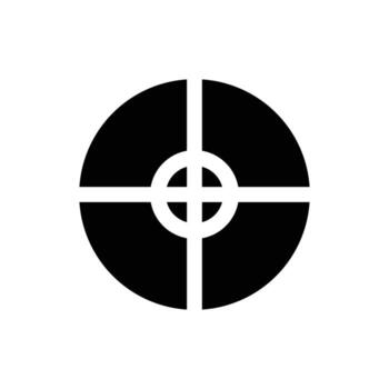 ilustración de icono de glifo de círculo con signo transversal. adecuado para el icono del centro de gravedad. icono relacionado con el embalaje. diseño vectorial simple editable. píxel perfecto a 32 x 32 vector