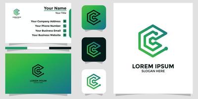 letter C design logo and business card vector