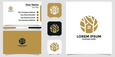 tree house design logo and business card vector