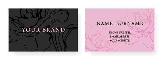 Business Card template design floral modern background for Luxury in soft pink colors . Vector template for banner, premium invitation, luxury voucher, prestigious gift certificate.