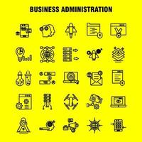 Business Administration Line Icons Set For Infographics Mobile UXUI Kit And Print Design Include Gear Setting Engine Globe Document Files File Star Eps 10 Vector