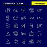 Restaurant And Bar Hand Drawn Icon for Web Print and Mobile UXUI Kit Such as Casino Gambling Game Group House Camera Entertainment Image Pictogram Pack Vector