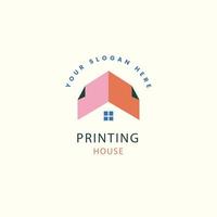 flat design printing house logo design template vector