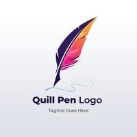 hand drawn quill pen logo design template