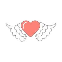 Colorful heart and wings with black outline. Design for stickers, cards, posters, t-shirts, invitations, baby shower, birthday, room decor. vector