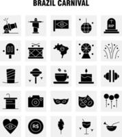 Brazil Carnival Solid Glyph Icon Pack For Designers And Developers Icons Of Tea Cup Coffee Tablet Currency Coin Money Cannon Vector