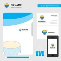 tarjeta de visita de portada de archivo de logotipo de empresa de mesa redonda e ilustración de vector de diseño de aplicación móvil