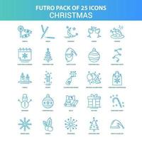 25 Green and Blue Futuro Christmas Icon Pack vector