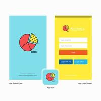 Company Pie chart Splash Screen and Login Page design with Logo template Mobile Online Business Template vector