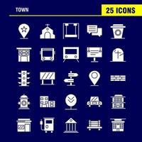 Town Solid Glyph Icons Set For Infographics Mobile UXUI Kit And Print Design Include Location Map Town Church House Town Park Playground Icon Set Vector