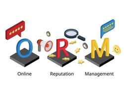 ORM or online reputation management aims to manage the distribution of online information about a company, individual or brand vector