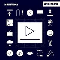 Multimedia Solid Glyph Icon for Web Print and Mobile UXUI Kit Such as Media Mic Microphone Sound Control Fast Forward Media Pictogram Pack Vector