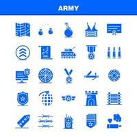 conjunto de iconos de glifo sólido del ejército para infografías, kit de uxui móvil y diseño de impresión, incluye monitor, insignia, aplicación de la ley, alambre de púas del ejército, conjunto de iconos franceses, vector