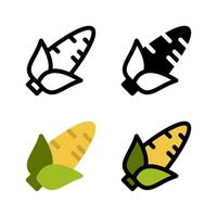 conjunto de iconos de comida de maíz. icono de maíz de dibujos animados coloridos. logotipo de maíz. verdura y comida. gráficos vectoriales de signos de dieta. ilustración vectorial vector
