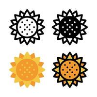 conjunto de iconos de girasol. colorido icono de girasol de dibujos animados. diseño de logotipo de girasol geométrico creativo. ilustración vectorial vector