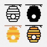 Beehive icon set. Colorful cartoon beehive icon. Creative geometric beehive logo design. Vector illustration