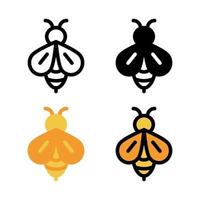 Honey bee icon set. Colorful cartoon honey bee icon. Creative geometric honey bee logo design. Vector illustration