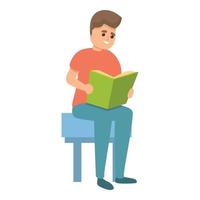 Kid reading icon, cartoon style vector