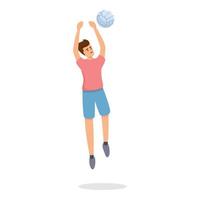 Volleyball big jump icon, cartoon style vector