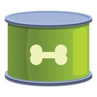 Dog food tin icon, cartoon style vector