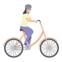 chica ciclista icono vector de dibujos animados. lindo casco