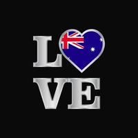 amor tipografía australia bandera diseño vector hermosa letras