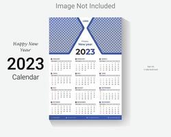 2023 new year wall calendar design template. easy editable business one page happy new year calendar layout. vector