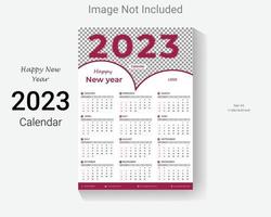 2023 new year wall calendar design template. easy editable business one page happy new year calendar layout. vector