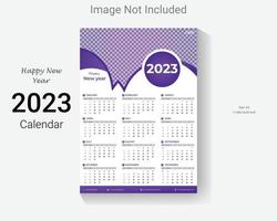 2023 new year wall calendar design template. easy editable business one page happy new year calendar layout. vector