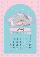 calendar for 2023 Year of the Rabbit. Vector calendar template vertical A4 format