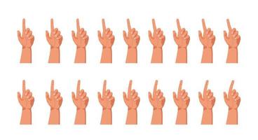 Hand turned towards viewer, forefinger up and shaking. Scolding for being naughty, teasing, attention, or feedback about wrong action. Set of cartoon illustrations of phases of finger movement vector