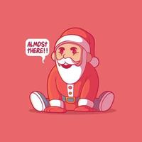 personaje de santa claus esperando la ilustración de vector de navidad. vacaciones, divertido, concepto de diseño de marca.