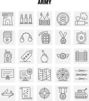 Army Line Icons Set For Infographics Mobile UXUI Kit And Print Design Include Monitor Badge Enforcement Law Army Barbed Wire French Icon Set Vector