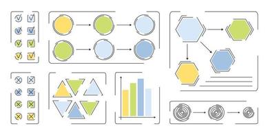 esquemas infográficos, plantillas y elementos para procesos comerciales, presentaciones, diseño de flujo de trabajo. ilustración vectorial vector