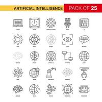 icono de línea negra de inteligencia artificial 25 conjunto de iconos de esquema de negocios vector